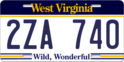 WV license plate 2ZA740