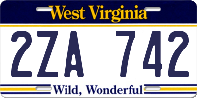 WV license plate 2ZA742