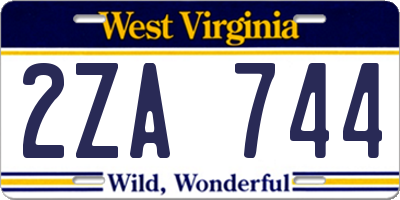WV license plate 2ZA744