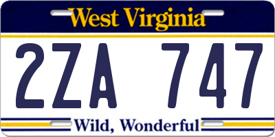 WV license plate 2ZA747