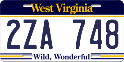 WV license plate 2ZA748