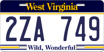 WV license plate 2ZA749