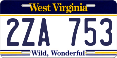 WV license plate 2ZA753