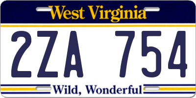 WV license plate 2ZA754