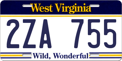 WV license plate 2ZA755