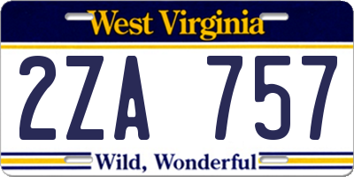 WV license plate 2ZA757