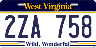 WV license plate 2ZA758