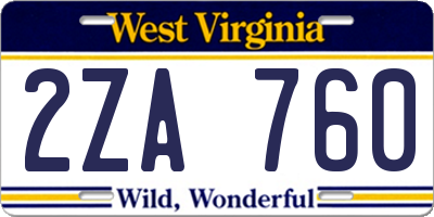 WV license plate 2ZA760