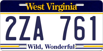 WV license plate 2ZA761