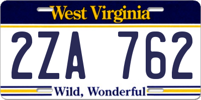 WV license plate 2ZA762