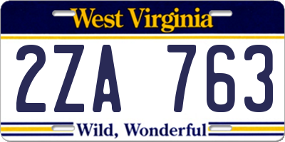WV license plate 2ZA763