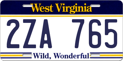 WV license plate 2ZA765