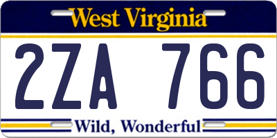 WV license plate 2ZA766