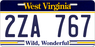 WV license plate 2ZA767