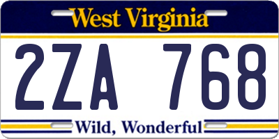 WV license plate 2ZA768