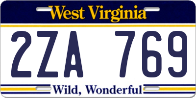WV license plate 2ZA769