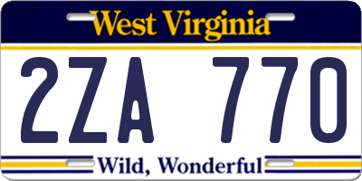 WV license plate 2ZA770