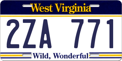 WV license plate 2ZA771