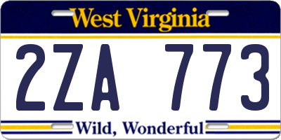 WV license plate 2ZA773