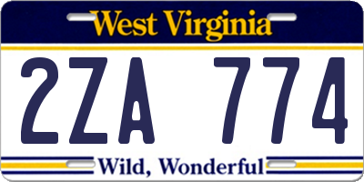 WV license plate 2ZA774