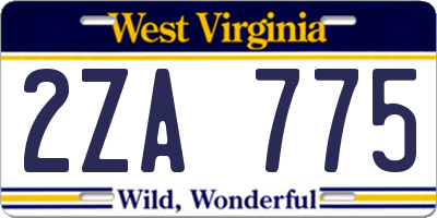 WV license plate 2ZA775