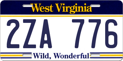 WV license plate 2ZA776