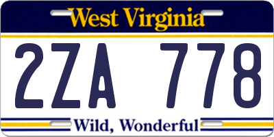 WV license plate 2ZA778