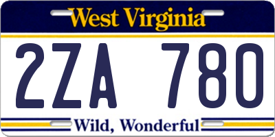 WV license plate 2ZA780