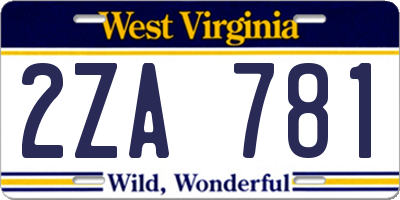 WV license plate 2ZA781