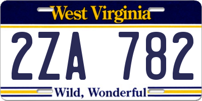 WV license plate 2ZA782