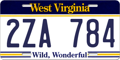WV license plate 2ZA784