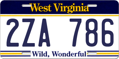 WV license plate 2ZA786