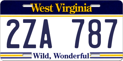 WV license plate 2ZA787