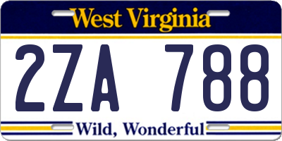 WV license plate 2ZA788