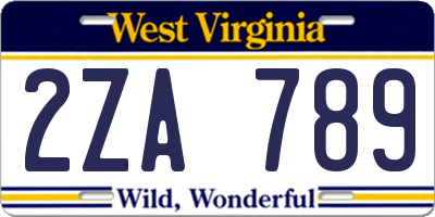 WV license plate 2ZA789