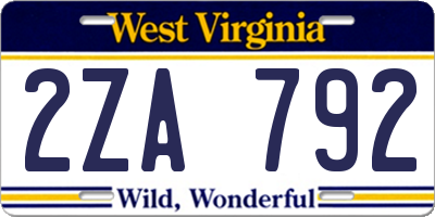 WV license plate 2ZA792