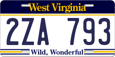 WV license plate 2ZA793