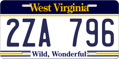 WV license plate 2ZA796