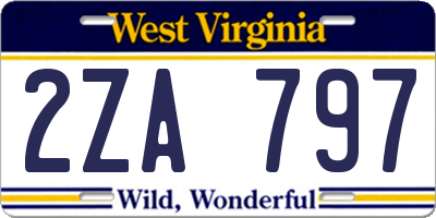 WV license plate 2ZA797