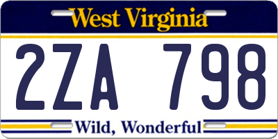 WV license plate 2ZA798