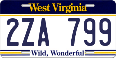 WV license plate 2ZA799