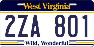 WV license plate 2ZA801