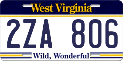 WV license plate 2ZA806