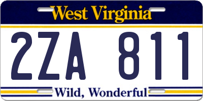 WV license plate 2ZA811