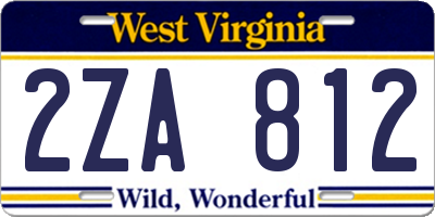 WV license plate 2ZA812