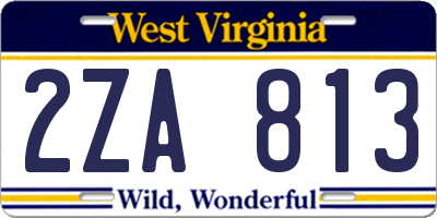 WV license plate 2ZA813