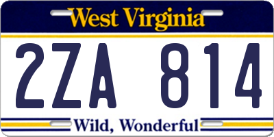 WV license plate 2ZA814