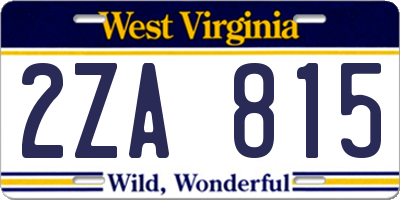 WV license plate 2ZA815