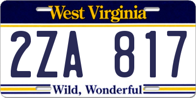 WV license plate 2ZA817