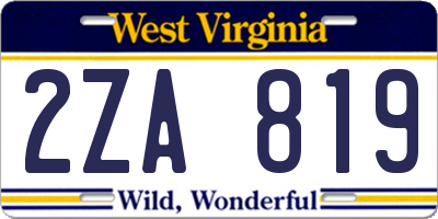 WV license plate 2ZA819